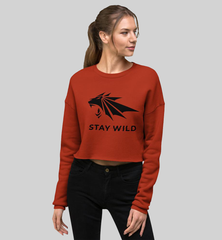 Women Crop UI Stay Wild Lion Sweatshirt