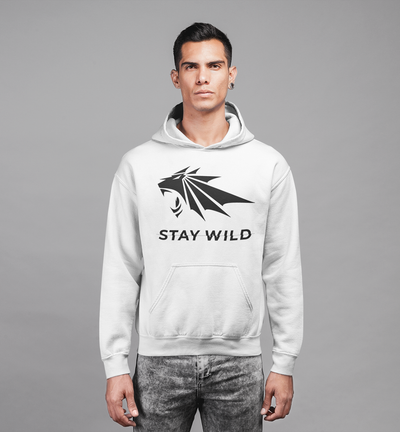 Men Fitness Activewear Gym UI Stay Wild Lion Pullover Hoodie